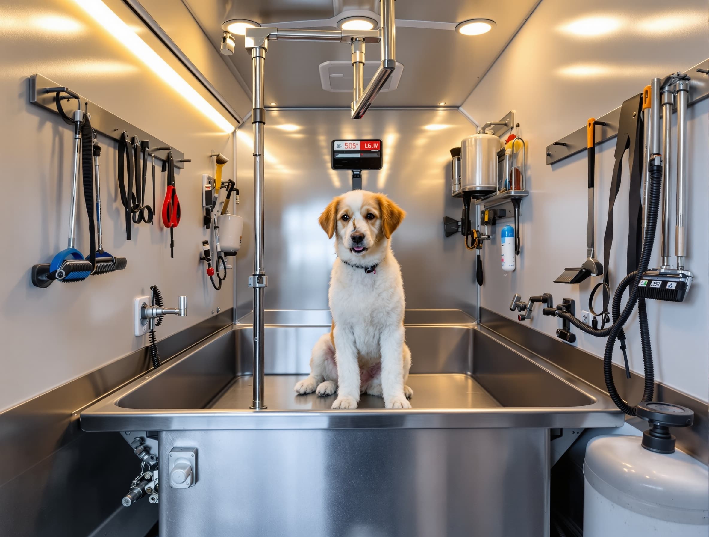 Garden State Paws mobile grooming van interior